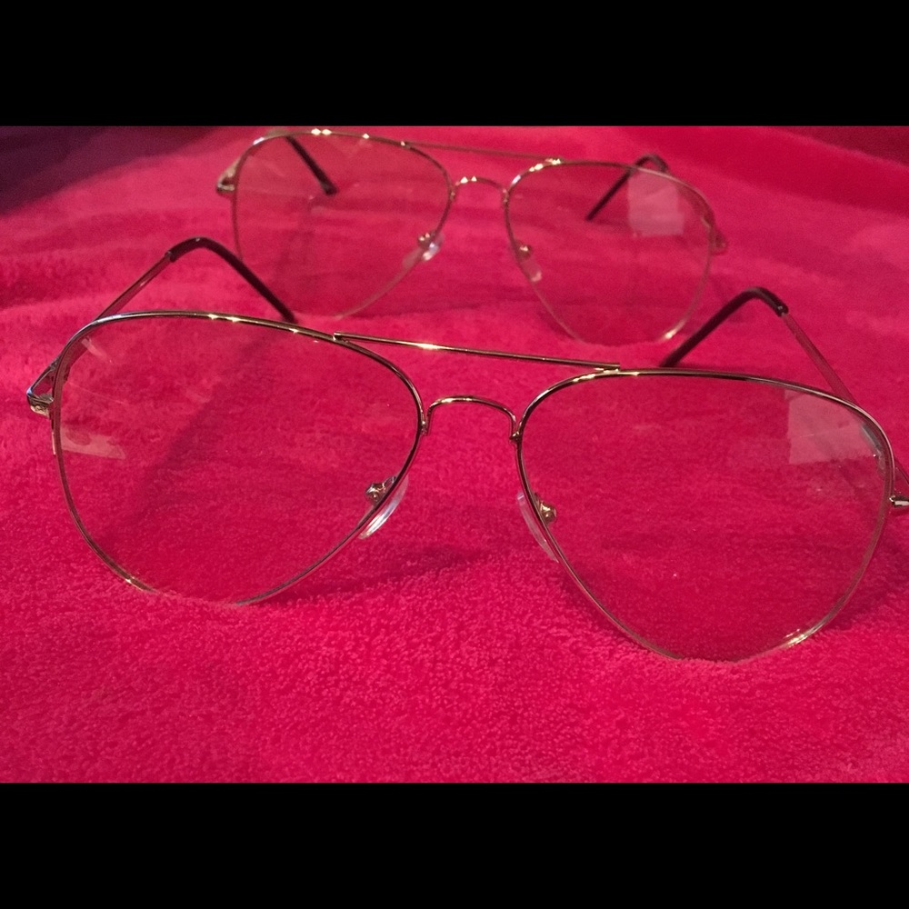 Clear Gold Aviators Glasses ✨ - Picture 2 of 3